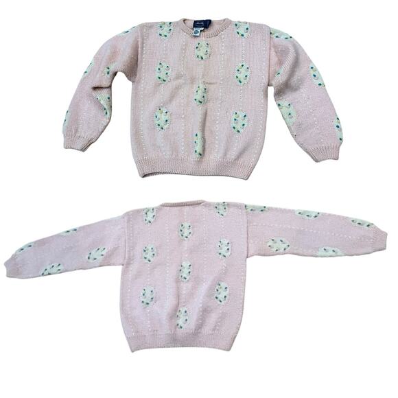 Vintage 1990s Blush Pink Wool Knit Embroidered Sweater / Women’s Small – - Picture 3 of 4